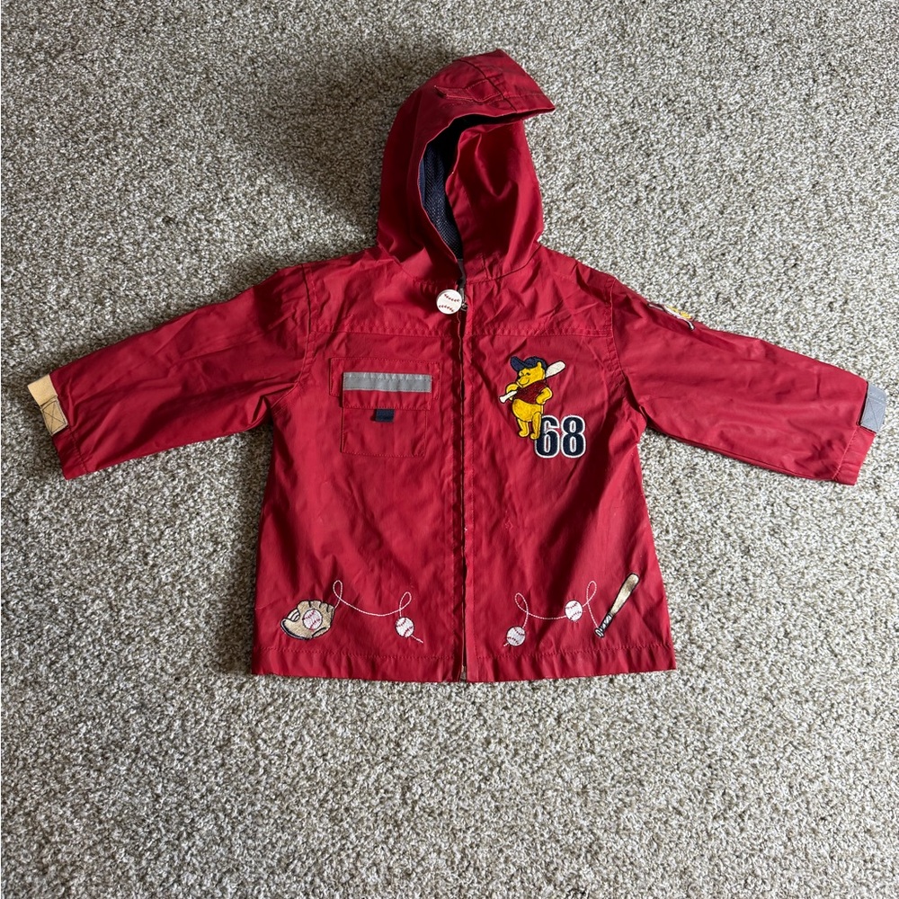 Disney Winnie The Pooh Boys Toddler Raincoat Hooded Baseball‎ Red 24M